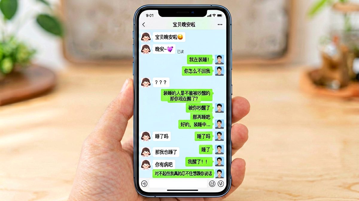 男生装睡被拆穿后彻底放弃伪装，只想跟女朋友聊天