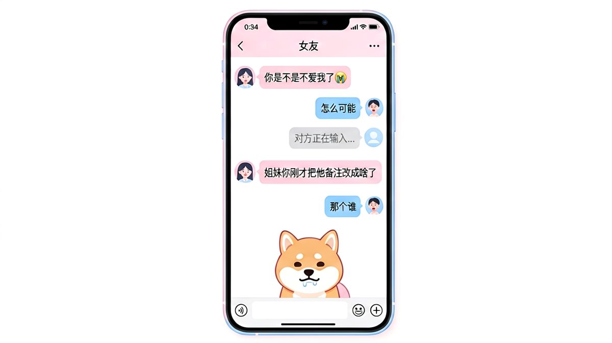 一句'你是不是不爱我了'，最后翻车在自己改的备注上