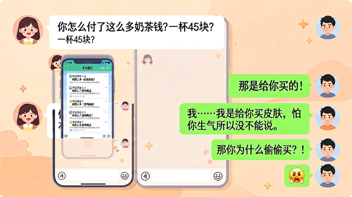 奶茶钱谜案：被当成游戏皮肤采购账单，男生跪地求饶