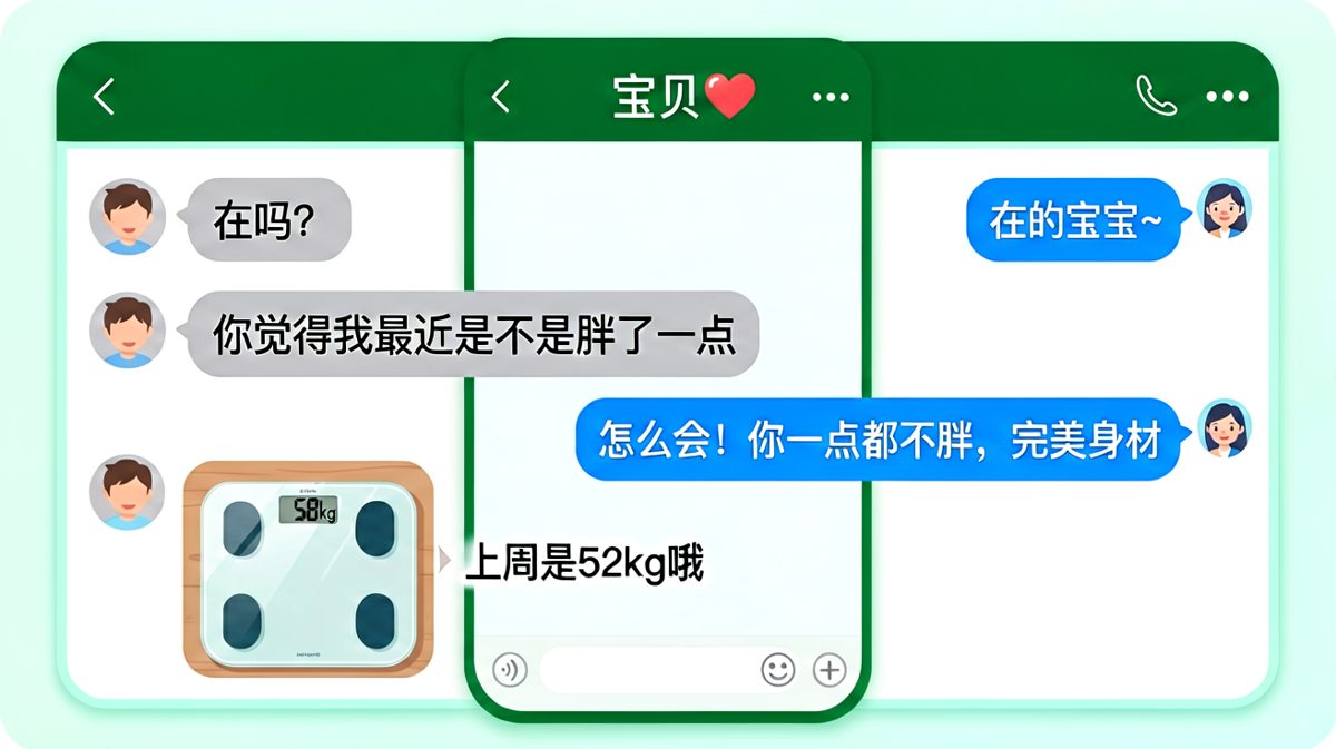 夸完不胖后，一张体重秤照片让男朋友瞬间沉默