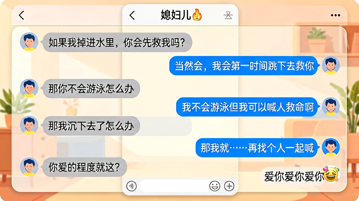 女朋友出脑筋急转弯式送命题，男友逻辑满分却越答越惨