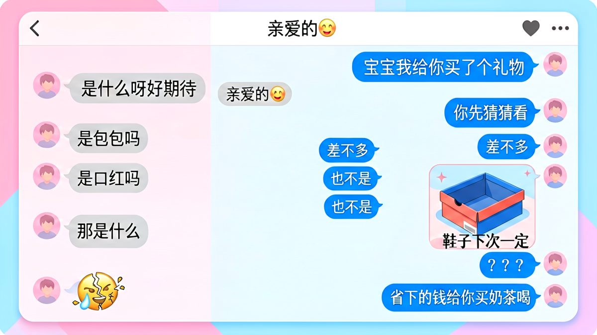 男朋友说送礼物，结果发了个空鞋盒还理直气壮