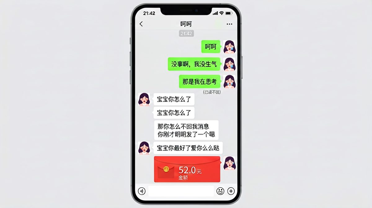 一句'呵呵'引发连环追问，红包到账秒变甜妹。