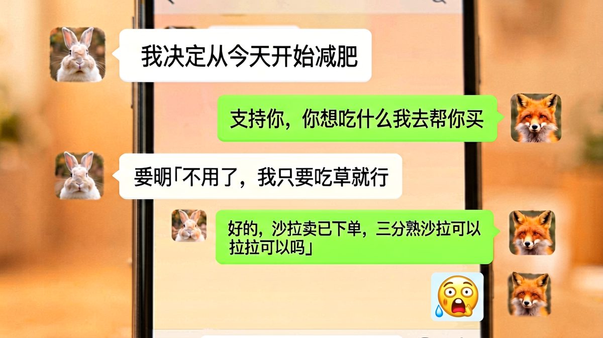 女生说减肥，男生却认真到点了三分熟的沙拉