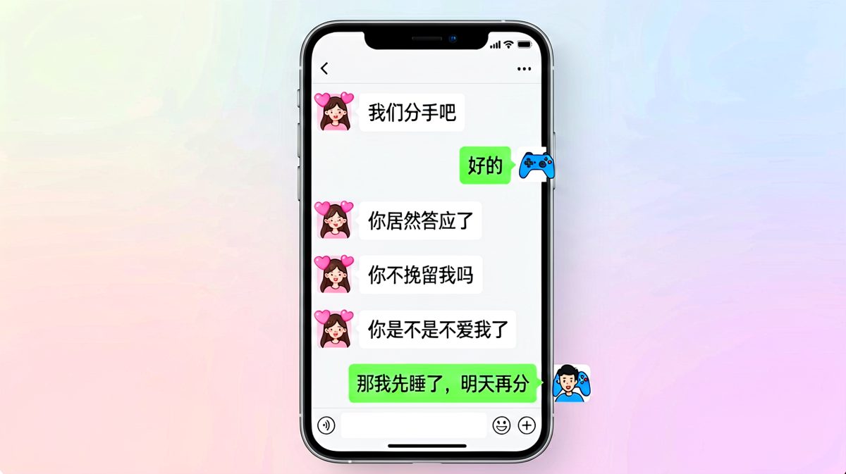 女生拿分手开玩笑，男生认真到让人无话可说