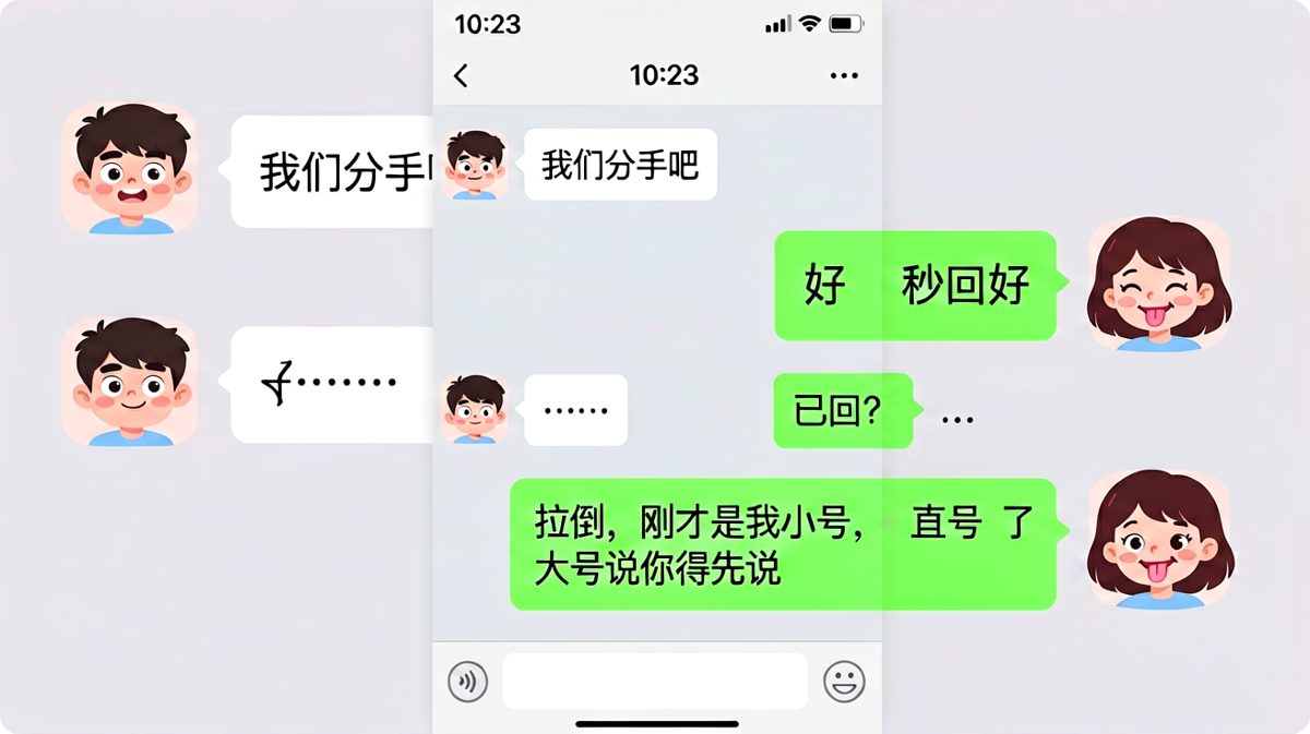 男生刚提分手，女生秒回好，结果发现只是她换了个小号试探。