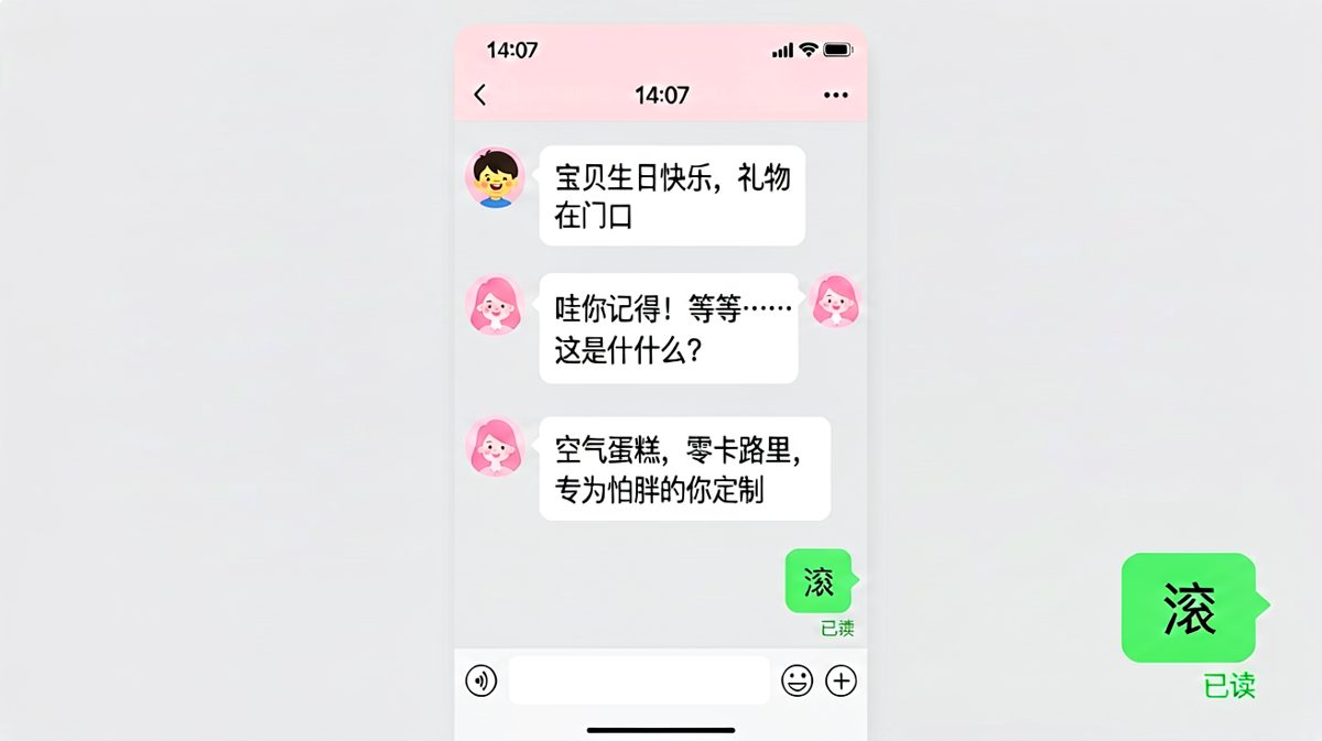 生日礼物送空气蛋糕还美其名曰零卡路里，惹毛了。