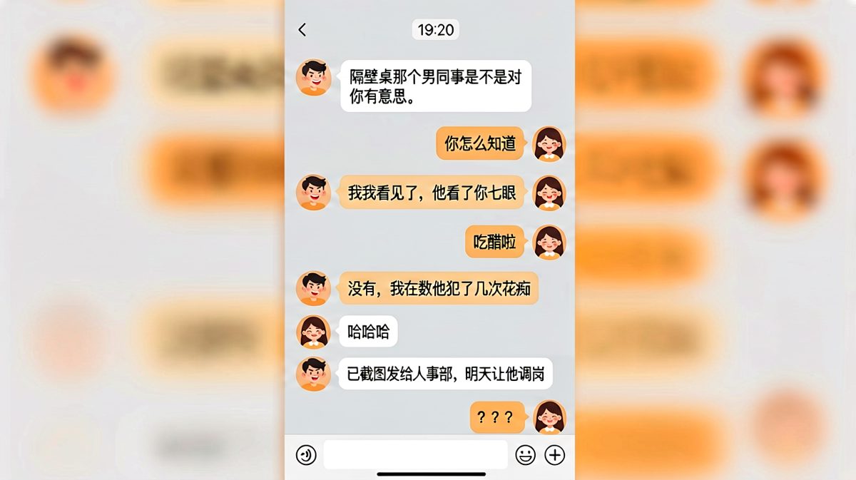 嘴上说不吃醋，反手就把男同事举报到调岗，醋王本醋。