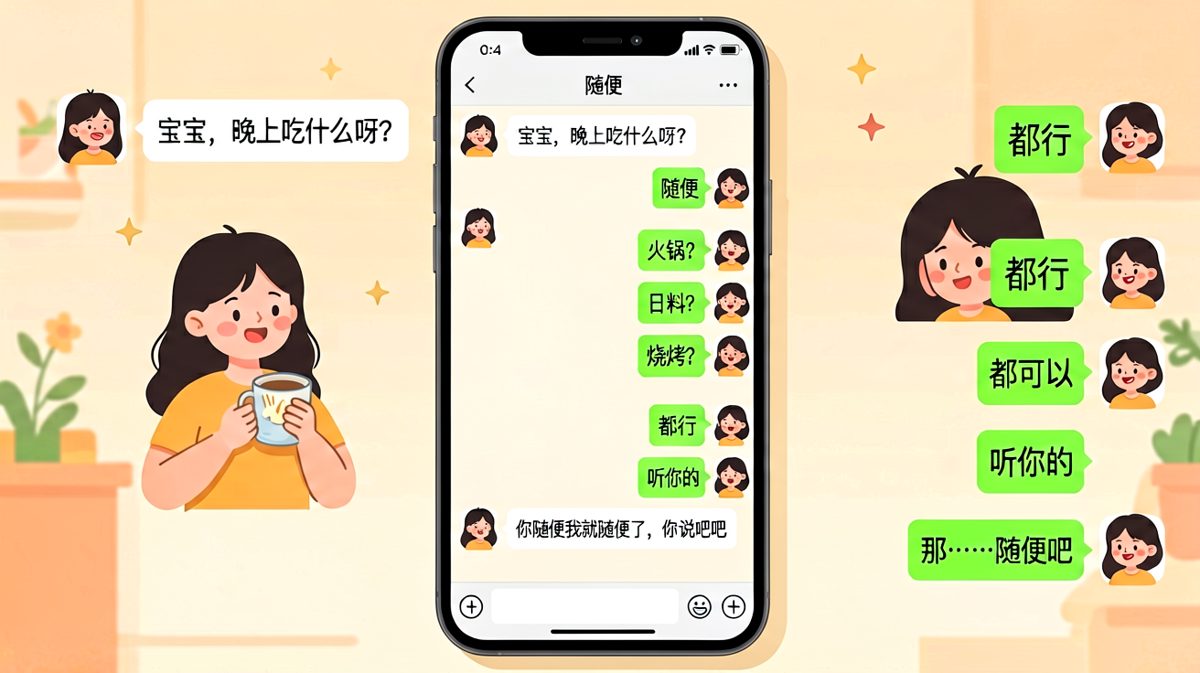 男生从热情到摆烂的'随便'连环套，最终把自己绕进去了