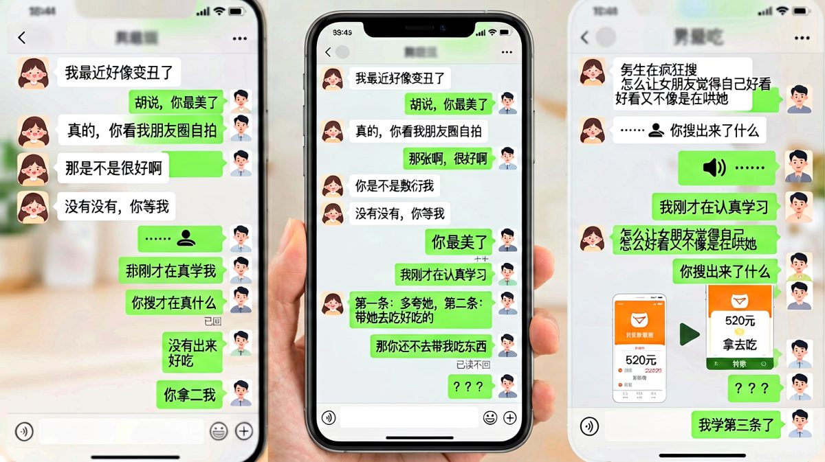 男生用'搜索引擎式哄女友'应对危机，从认真做题到直接转账，最终被女友拿捏