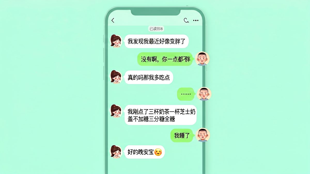 女生说'变胖了'是个陷阱，男生完美踩坑后对方已经喝上奶茶。