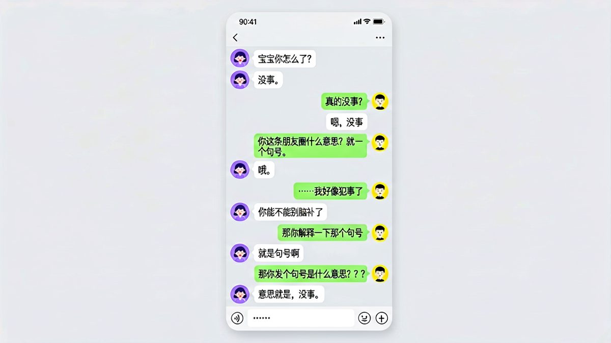 一个句号引发男友疯狂脑补——「就是句号啊」