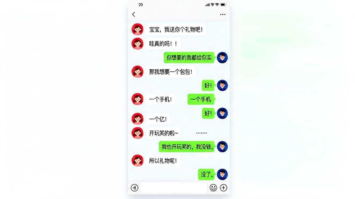 男友说要送礼物，全程画饼——「没了」