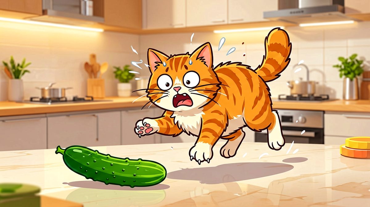 猫咪：谁在我的后面放了这根可疑的绿色物体？
