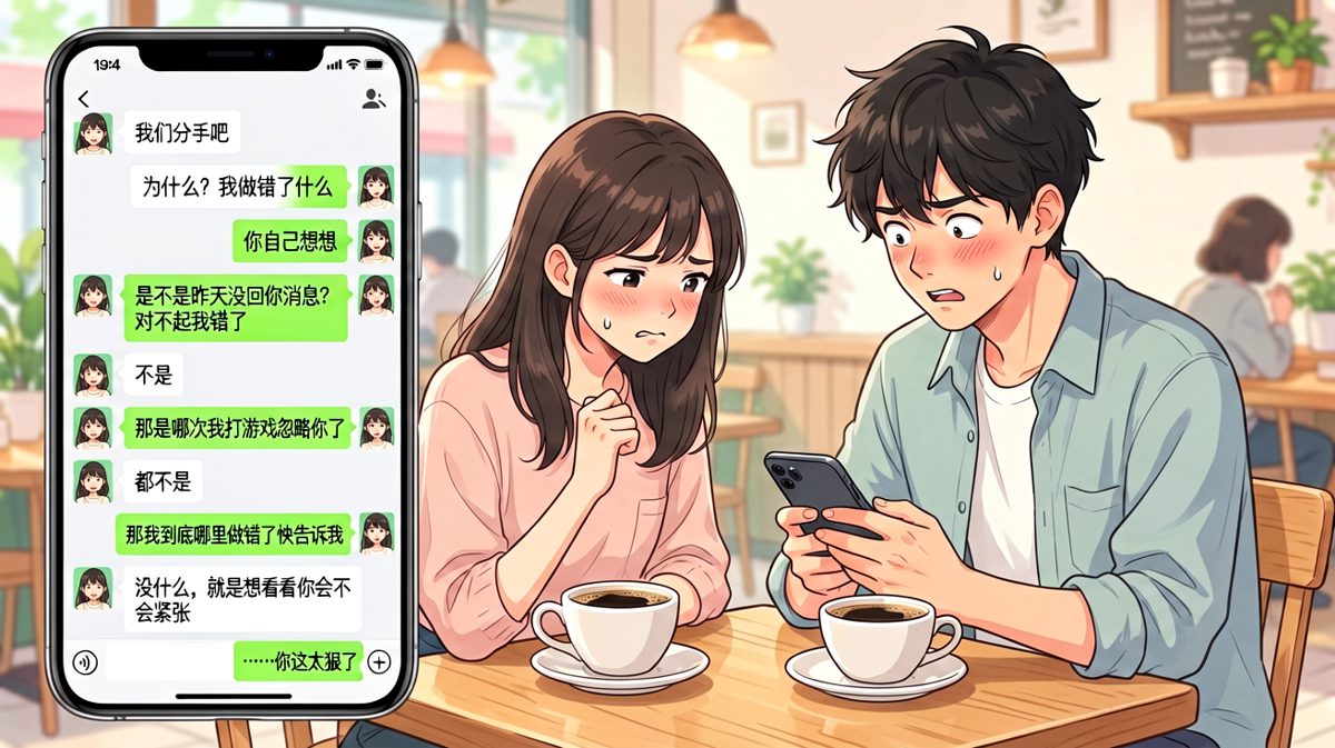 图3：假分手测试——她只是想看你紧张，结果你真的慌了