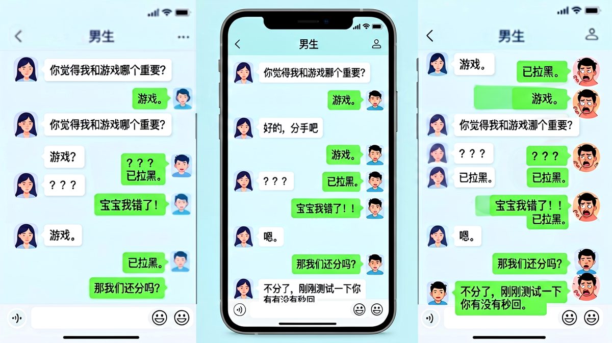 灵魂拷问后的连环反转：男生以为要分手了，结果只是女友在测试他秒回的速度。