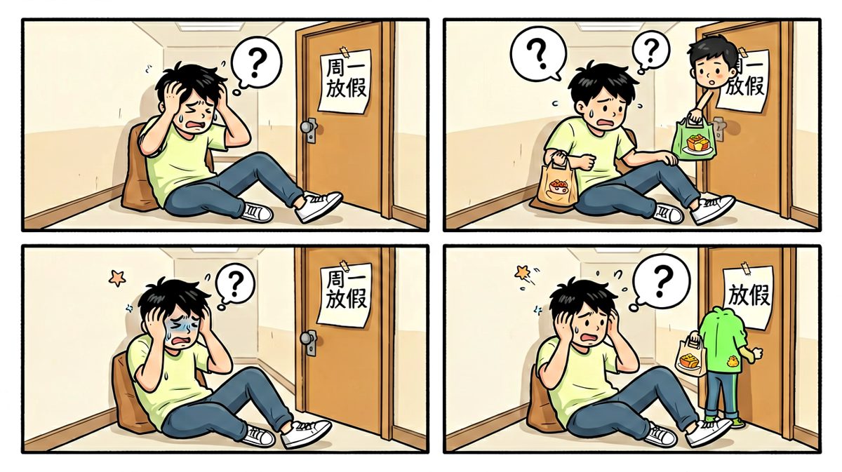 原来今天周一……放假啊！