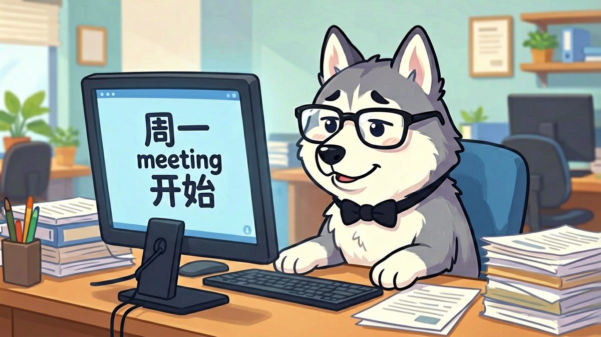 周一早会，哈士奇的灵魂已出窍