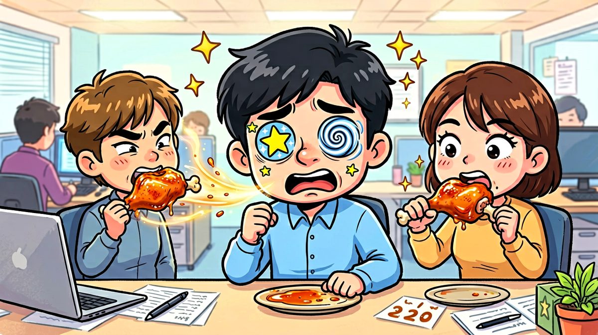 第二格：隔壁同事的烤鸡腿香到灵魂出窍。