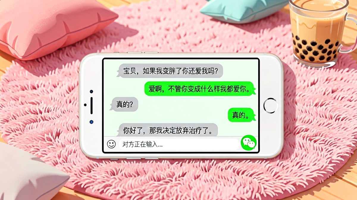 放弃治疗：女生用一个假问题成功让男友表白，最后神转折说自己要放弃治疗变胖