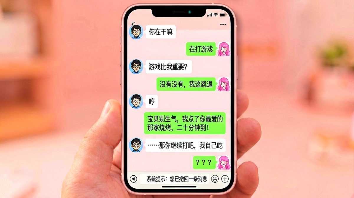 撤回的消息：男生以为用烧烤能挽回局面，结果女生早就自己吃上了