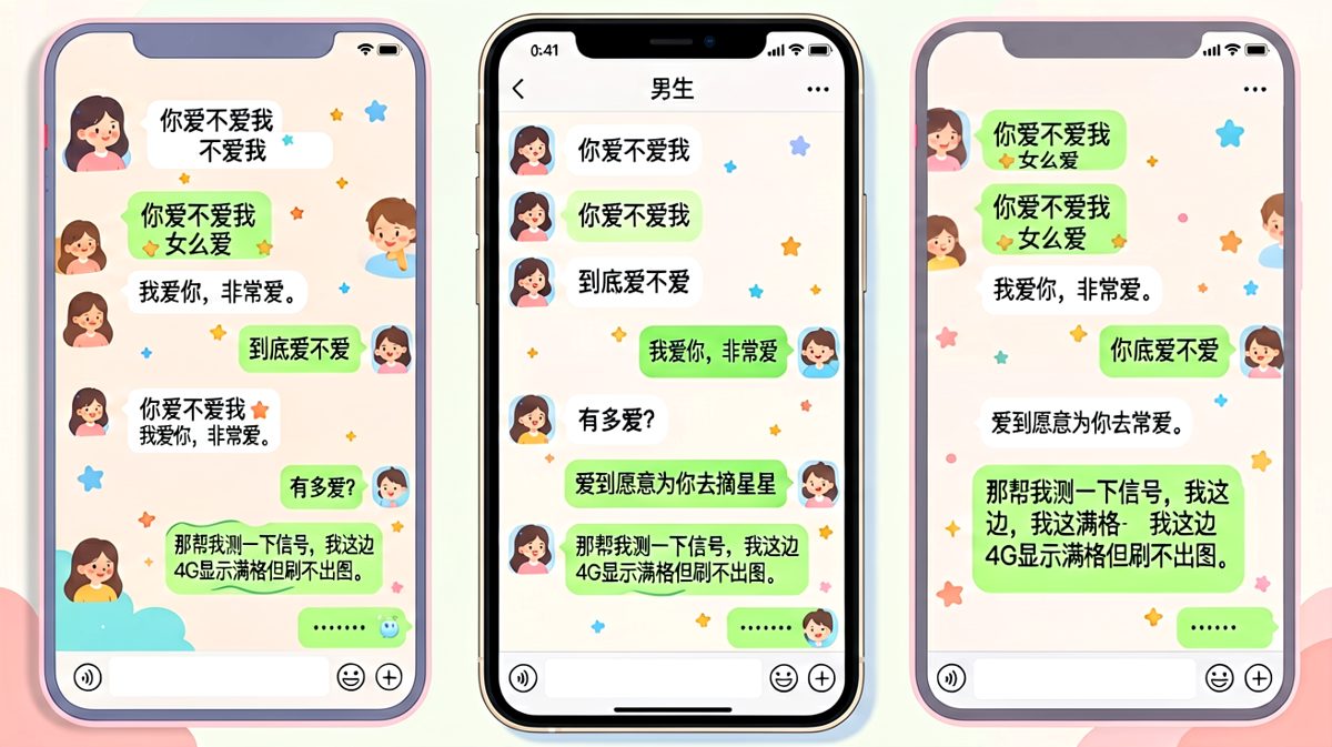 深情告白还没落地，就被一句测信号无情打断。