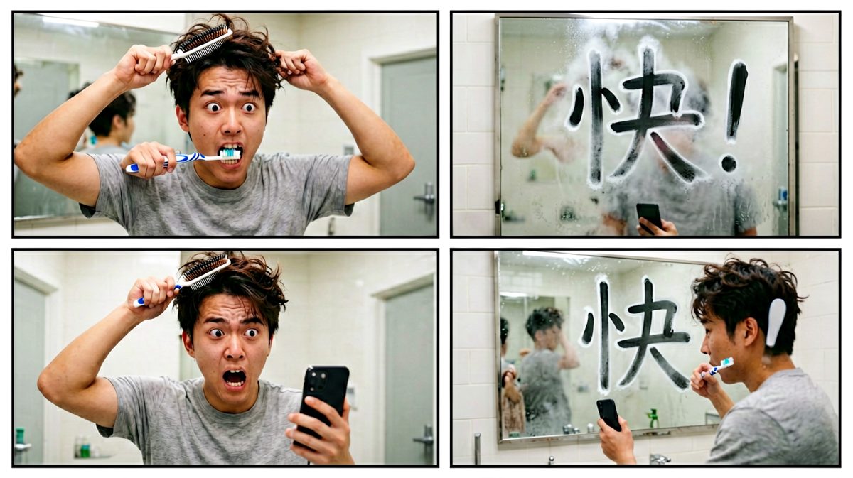 洗漱全靠速成，发型交给命运