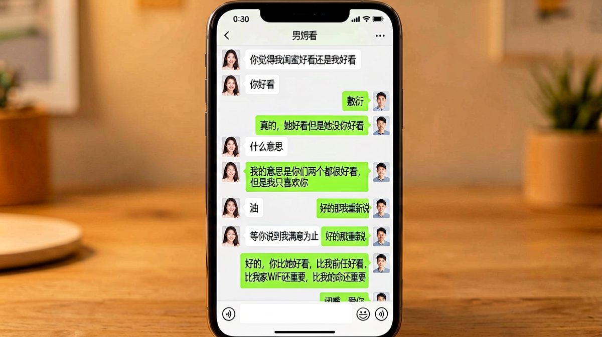 送命题变情话现场，男生的求生欲直接拉满。