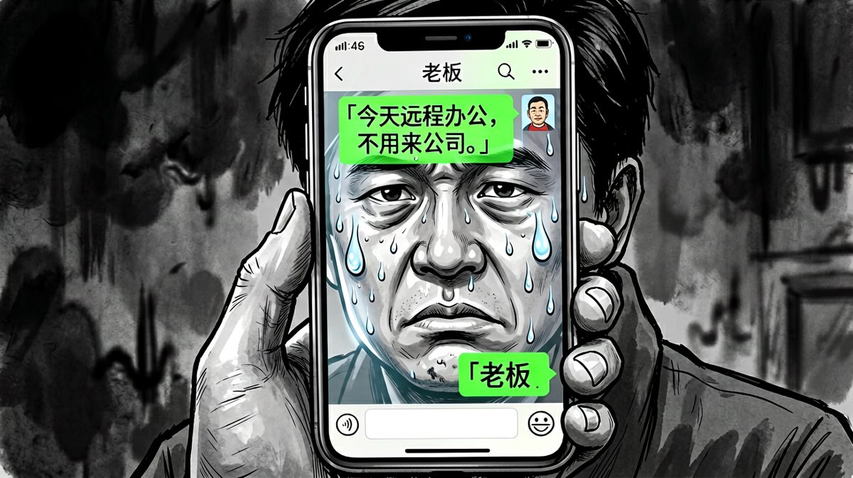 然而，老板告诉他今天其实不用来公司……