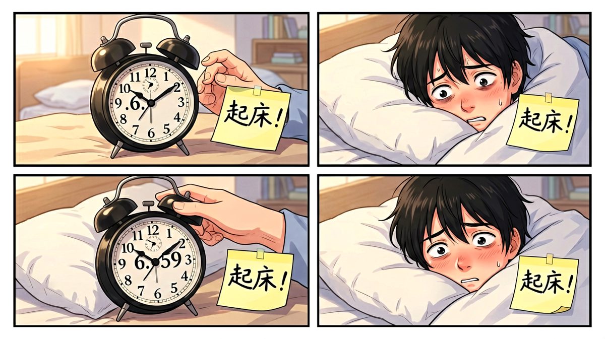 闹钟响了……再睡五分钟就好