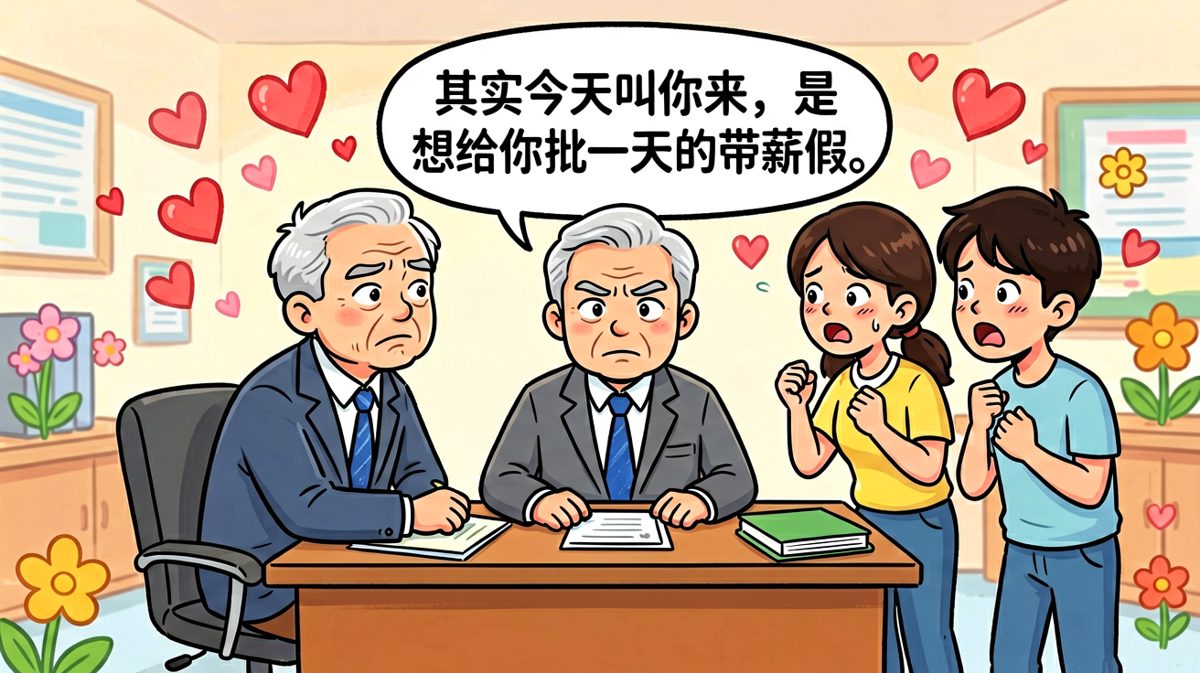 以为要挨骂，结果老板给了带薪假