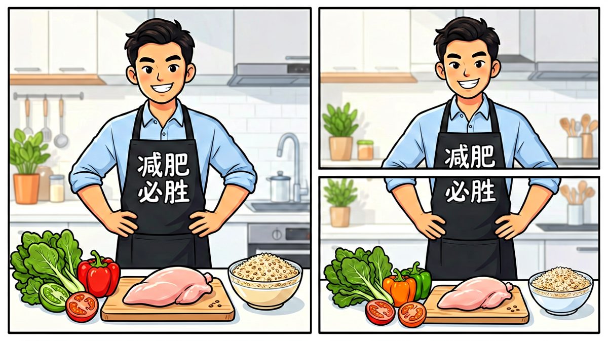 立志减肥的我，信心满满地摊开健康食材