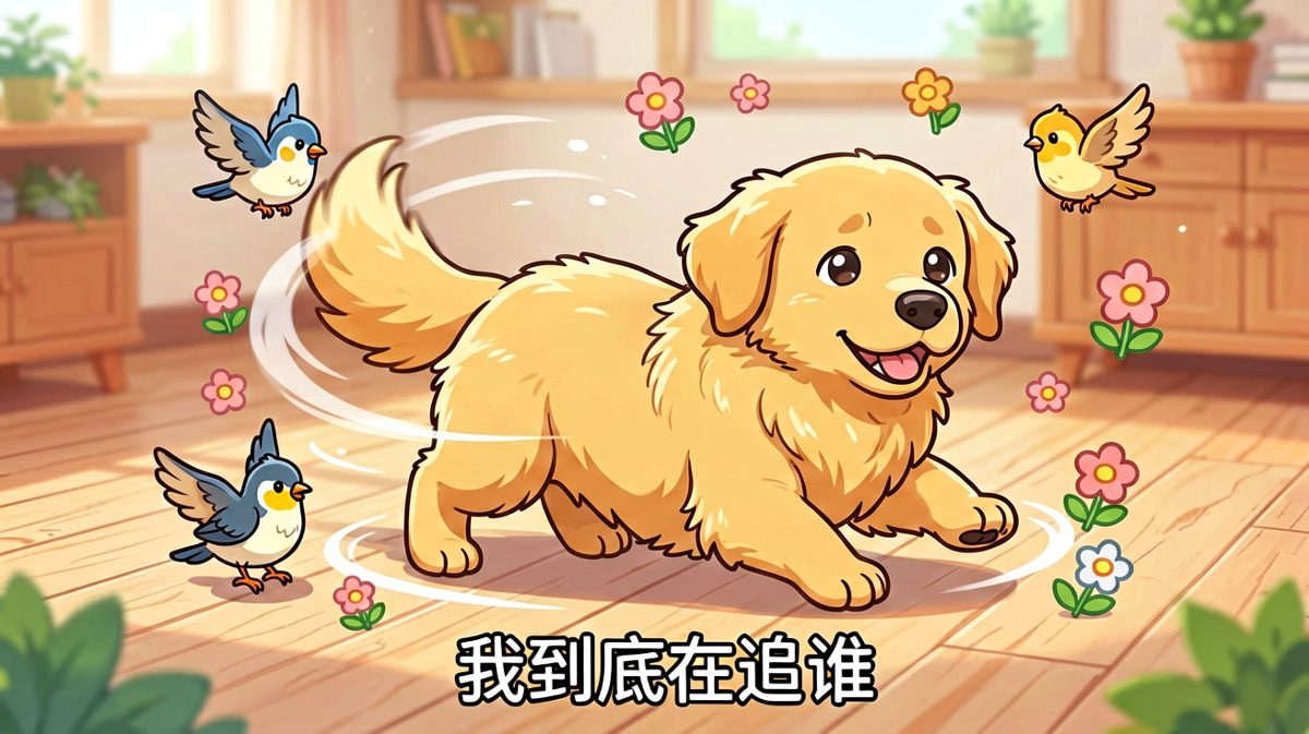 追尾巴追到怀疑狗生，金毛的旋转跳跃我闭着眼看