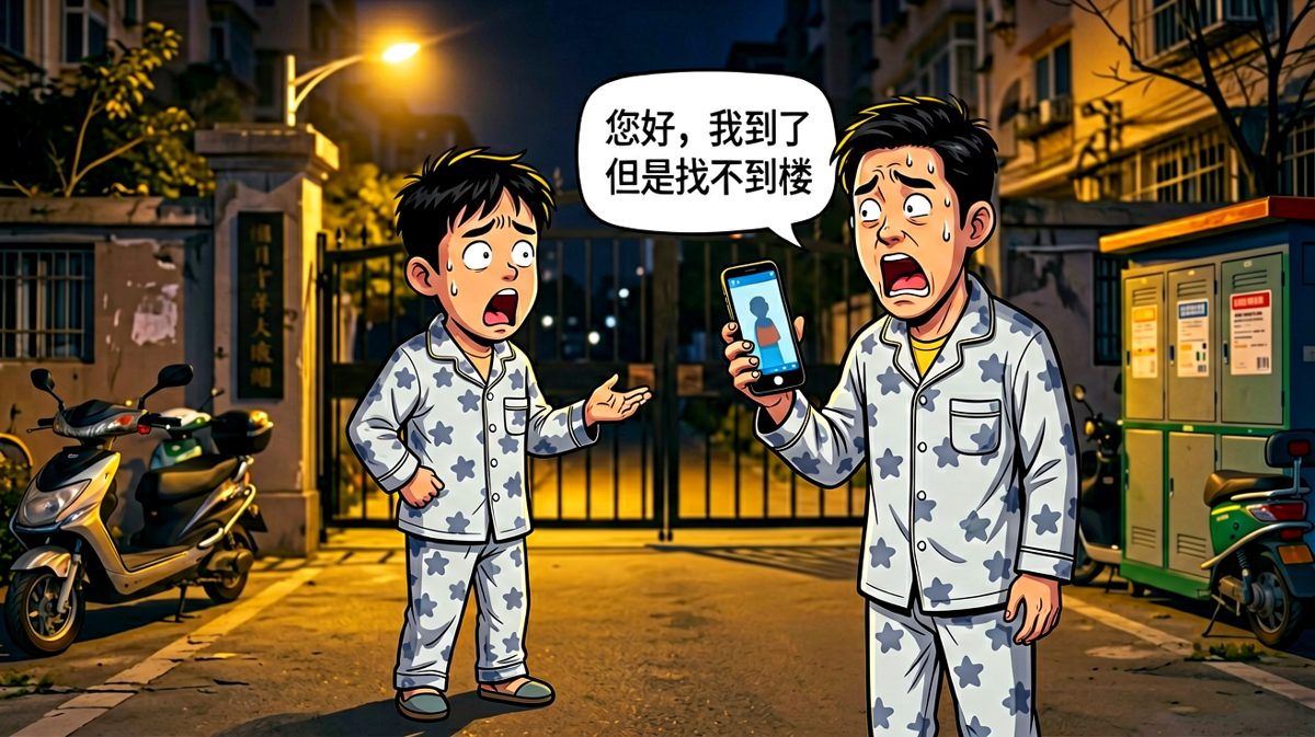骑手：到了，你在哪呢？