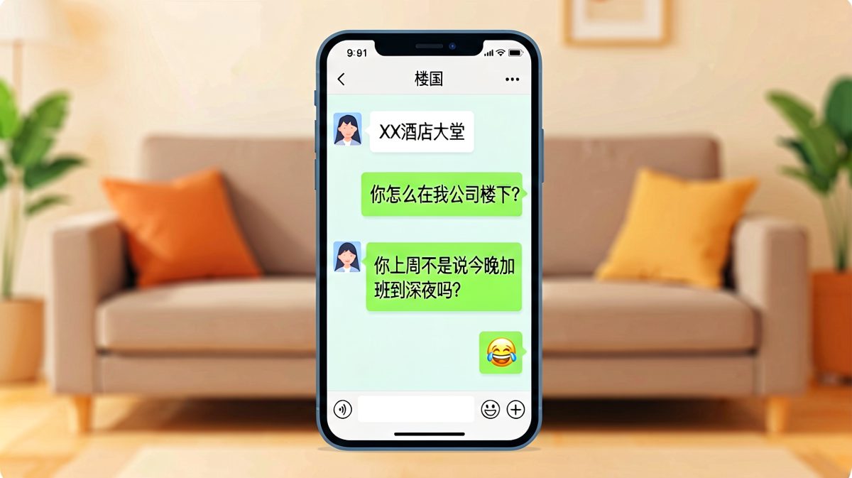 男友说'今晚加班'，女友突然出现在他公司楼下，他秒回'你怎么来了？'，然后被发现其实去网吧了，聊天记录里全是队友的@。
