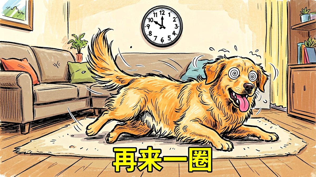 追尾巴追到脑干缺失，当场表演一个原地起飞失败。