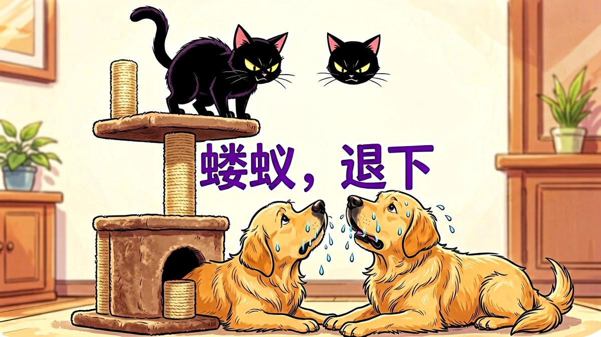 猫咪的高冷是刻在骨子里的，哪怕是面对一条蠢狗。