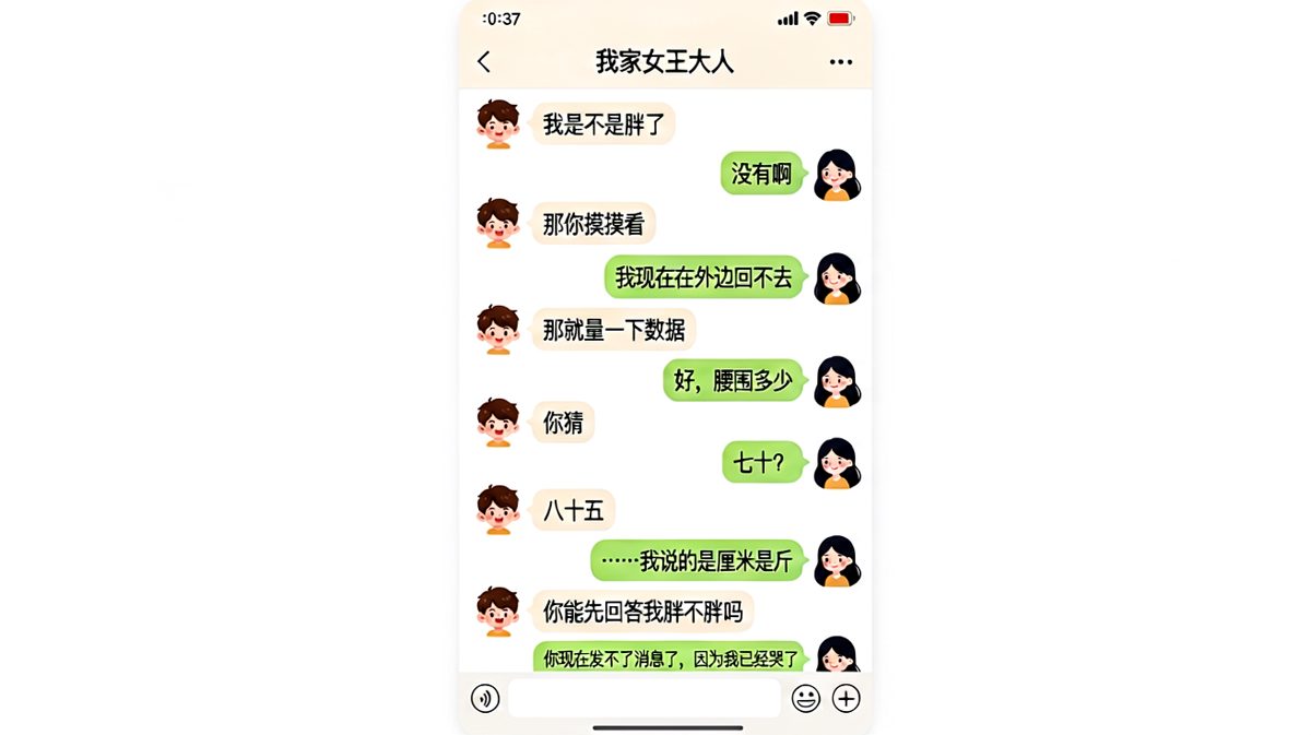 从温柔否认到直接崩溃，男朋友的心路历程全在这段对话里了。