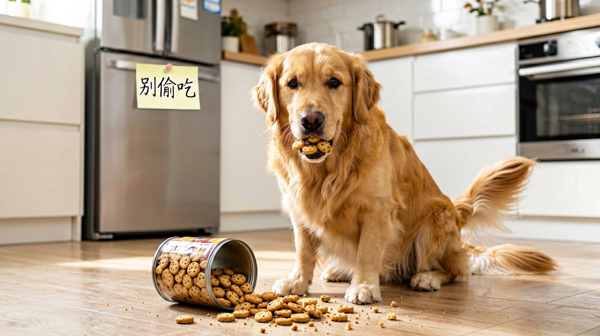 狗：什么饼干罐？我不知道哦，我只是路过的清洁工。