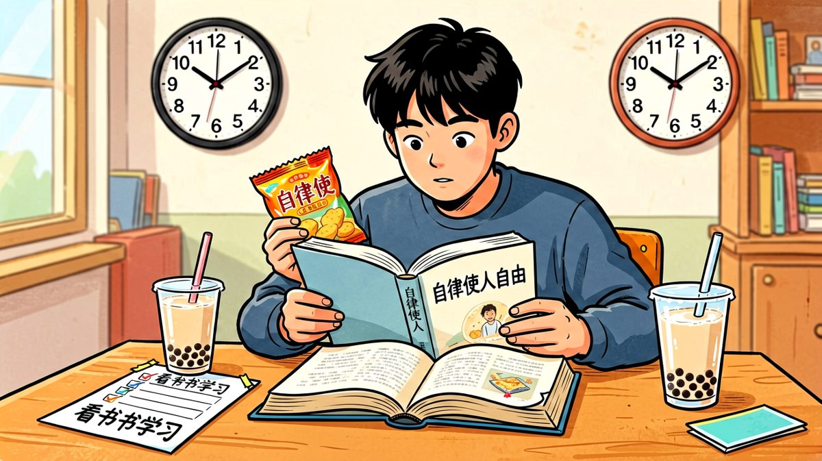 下午三点，终于坐到了书桌前，但学习对象变成了薯片