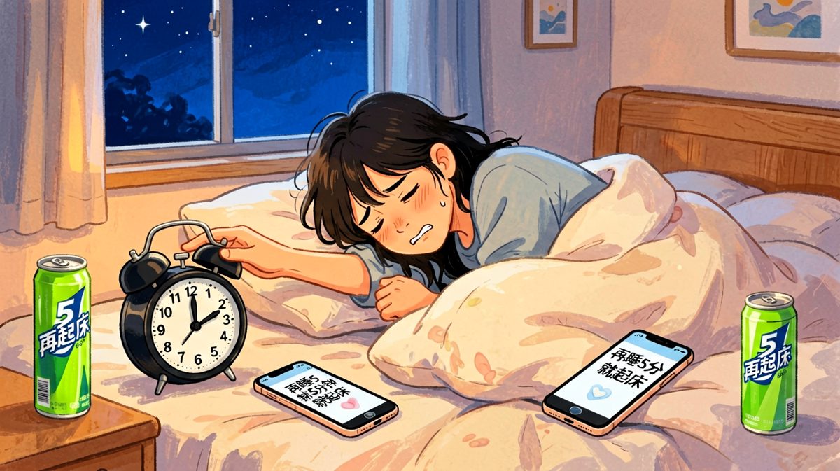 闹钟响了，先睡五分钟……然后再睡五分钟……