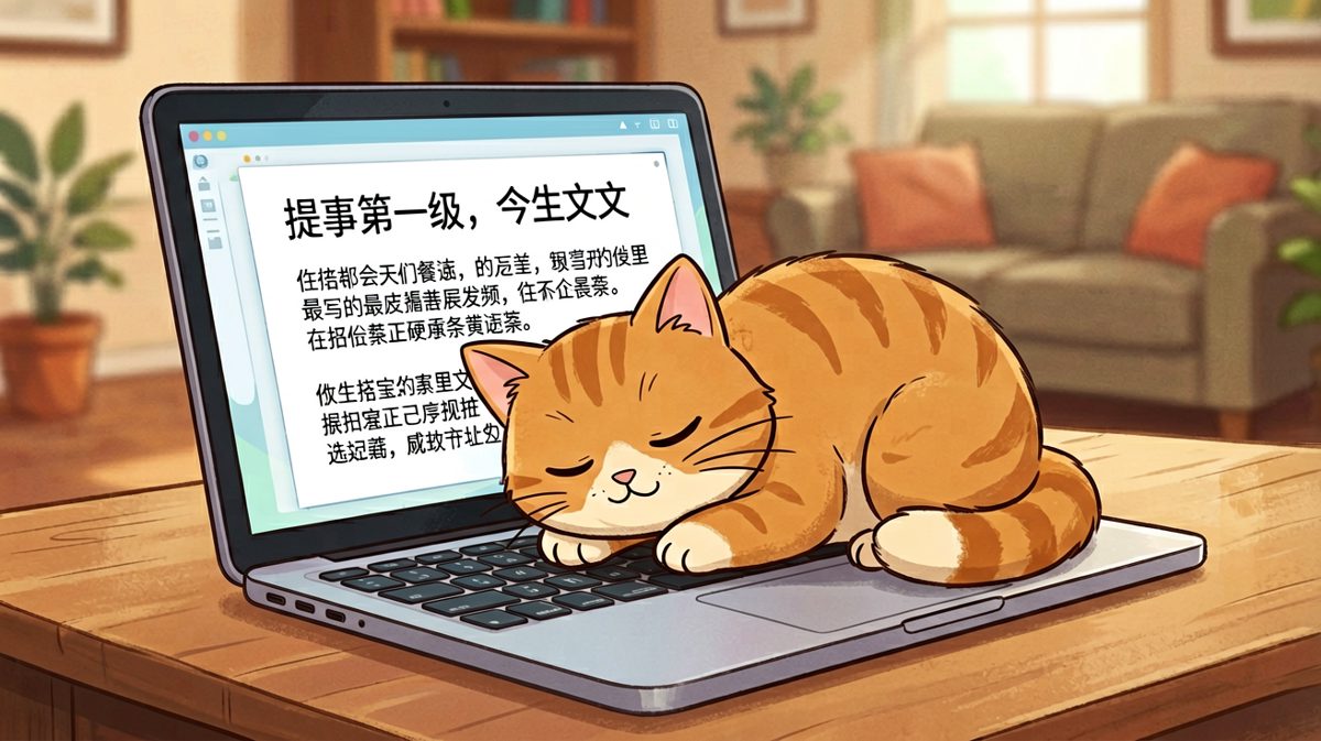 这只猫以为自己在帮你写报告，实际上它只是在帮你清空文档。