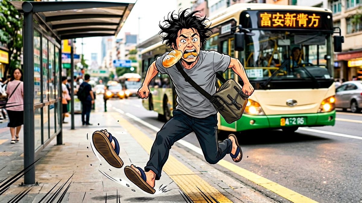 狂奔追公交，拖鞋都飞了！