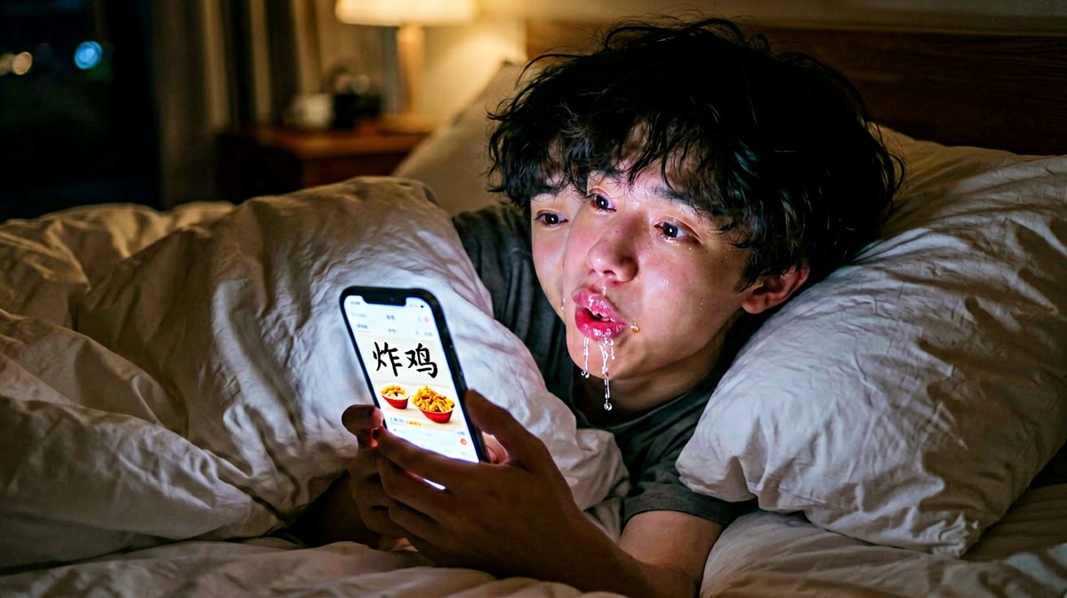 第四格：深夜破防，炸鸡是永远的神！