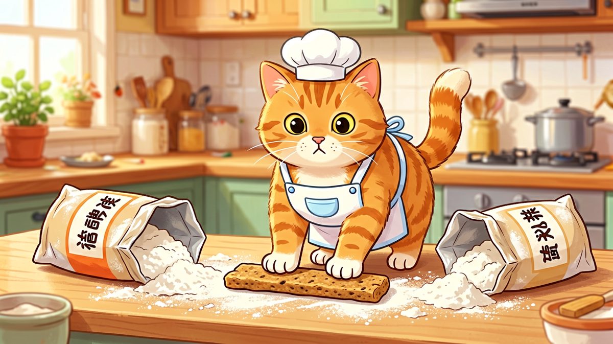 这只猫声称要自己做饭，但厨房已经不认识了。