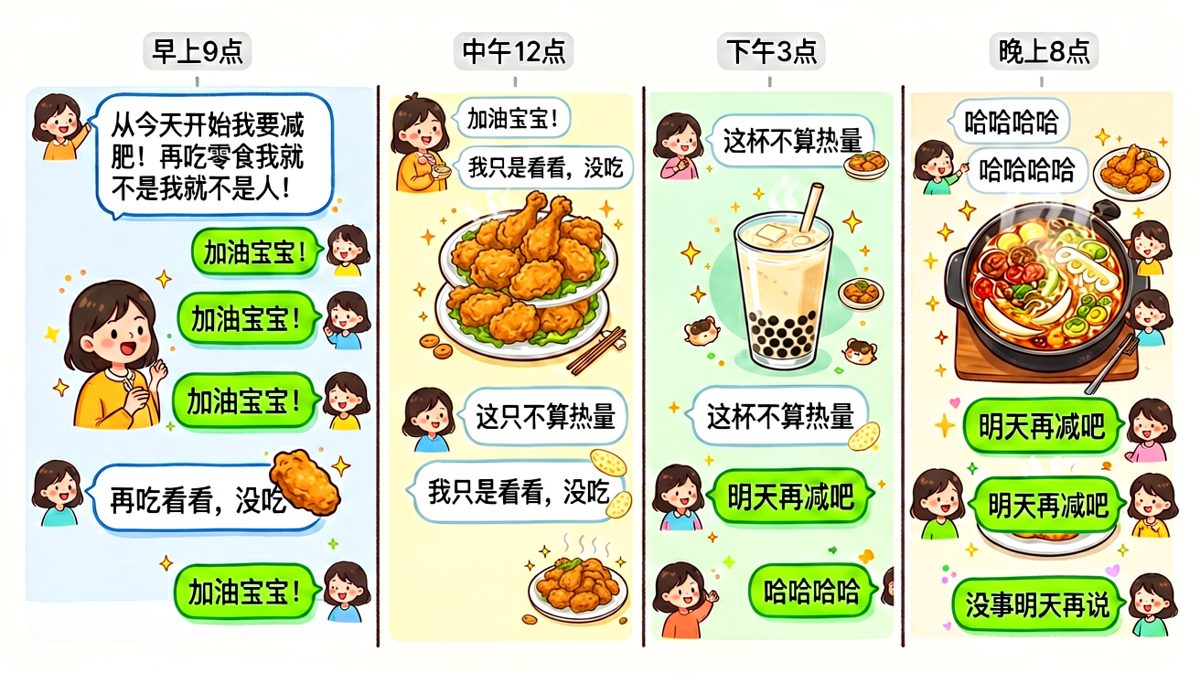 减肥宣言三分钟热度，聊天记录暴露一切