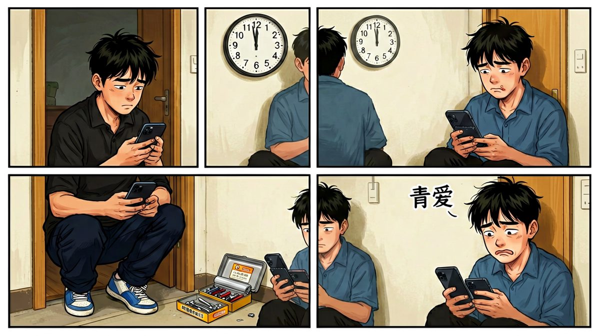 等了三个小时开锁师傅，主角无聊到怀疑人生。