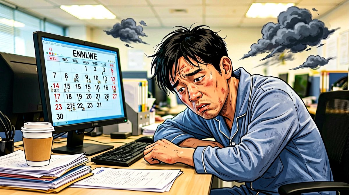 周一早八的打工人，灵魂还在床上，肉体已坐在工位