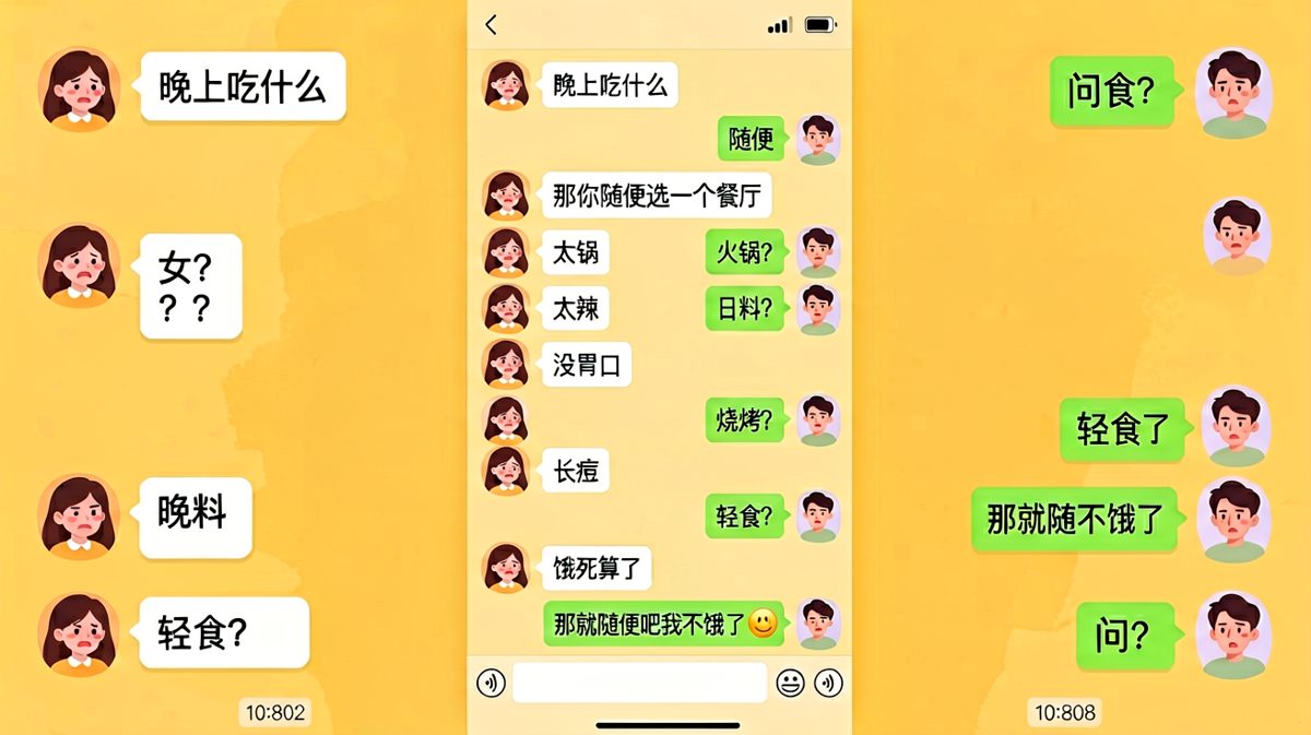 当女生说'随便'的时候，她的意思和你想的完全不一样。