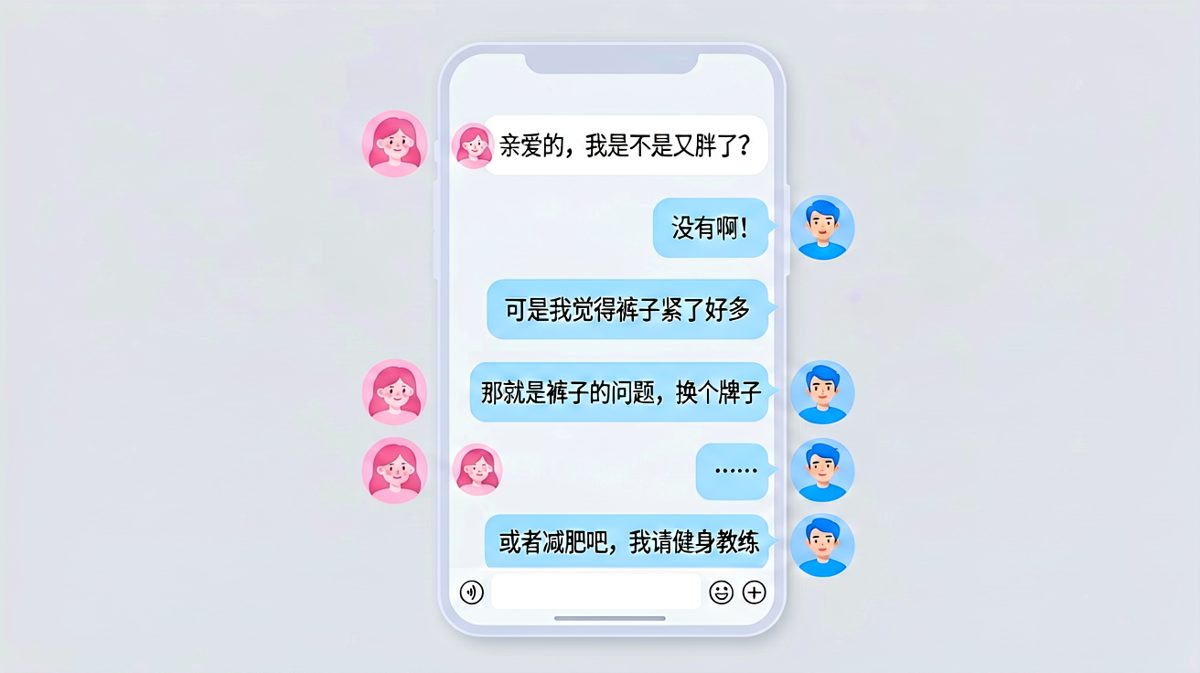 女生问胖没胖，男生的求生欲在最后一句彻底翻车